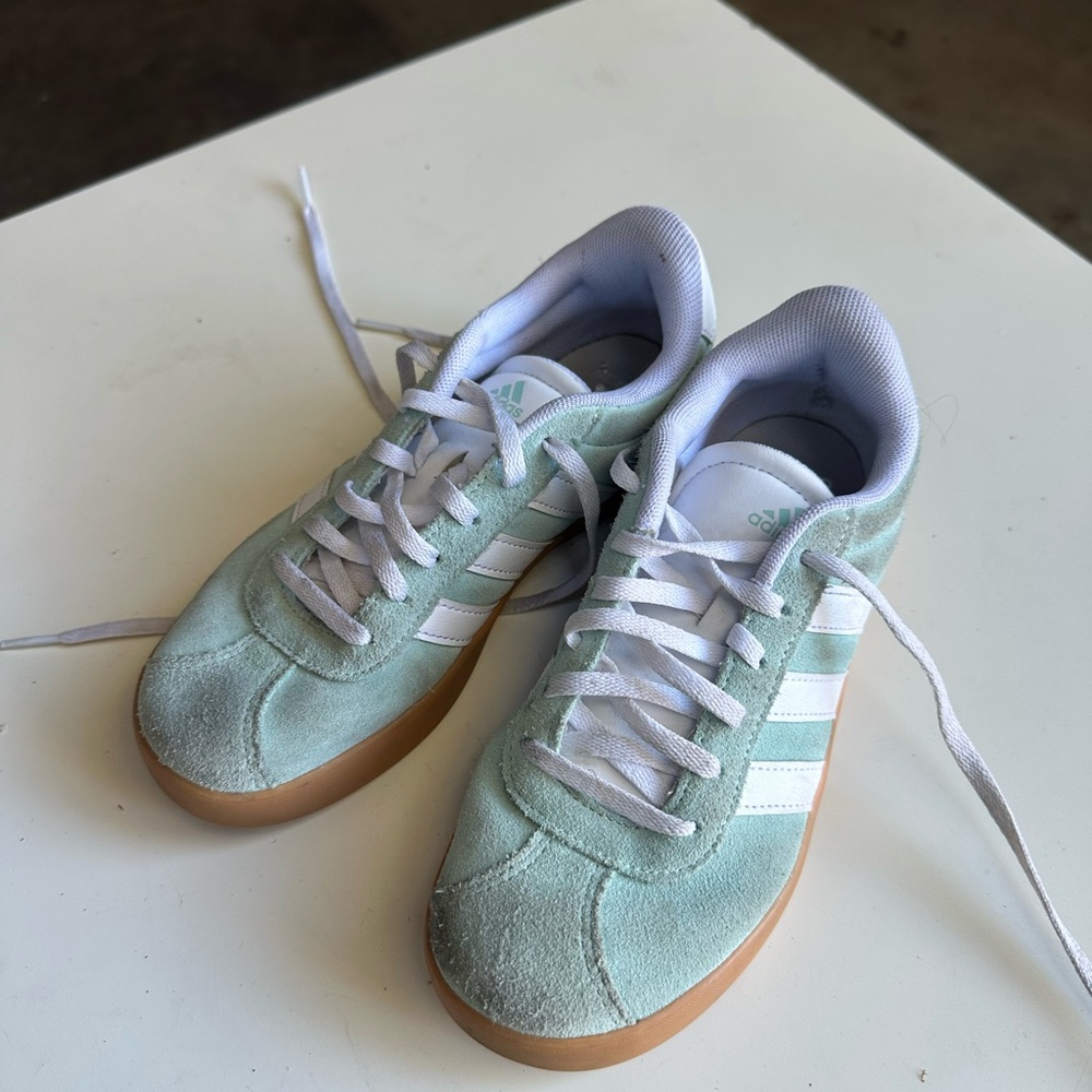 Two pairs Adidas Kids' Light Green and White Sneakers